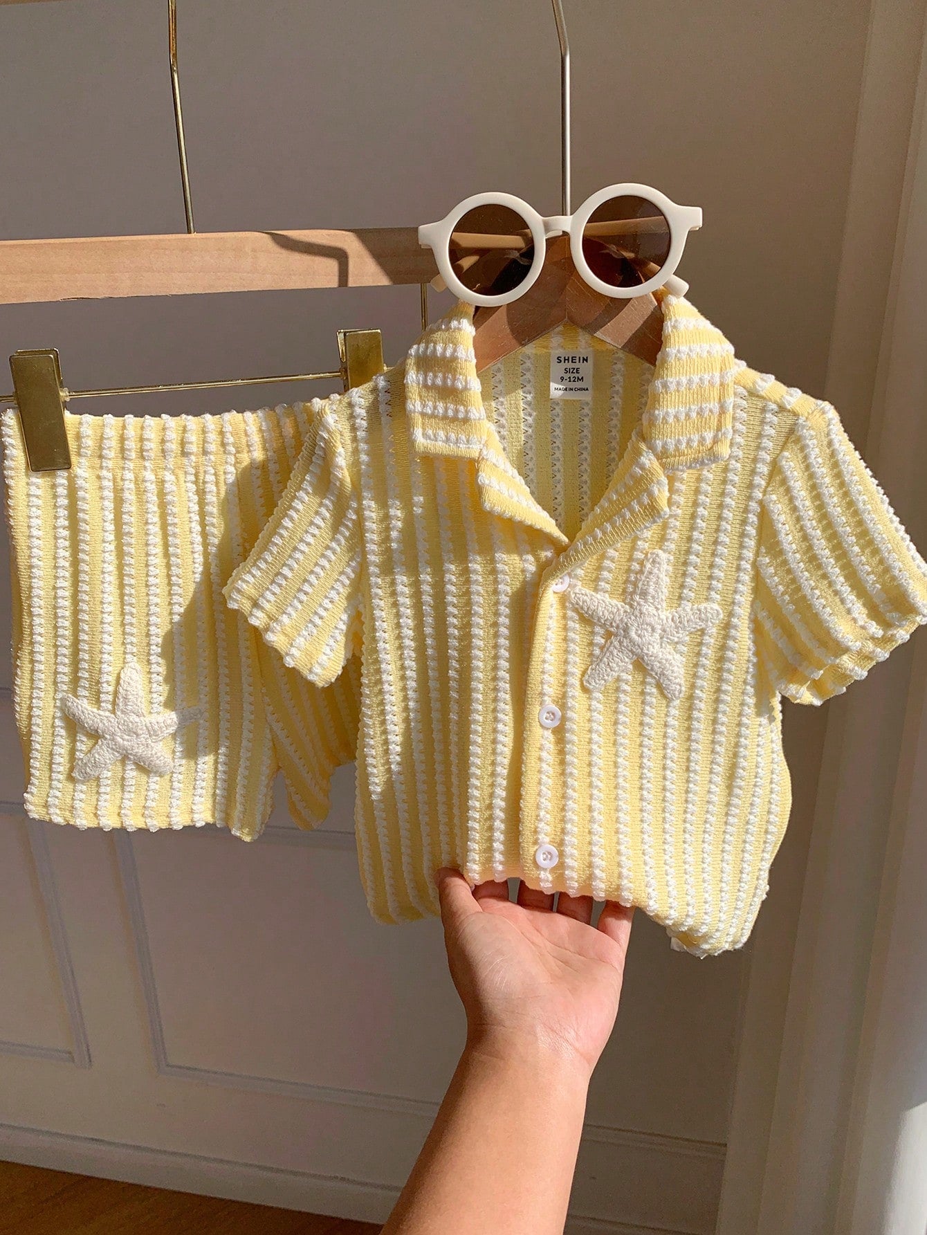 2pcs Unisex Baby Boy/Girl Casual Cute Striped Short Sleeve Shirt And Shorts Set, Baby Boy Outfit Sets, Baby Boy Summer Clothes
