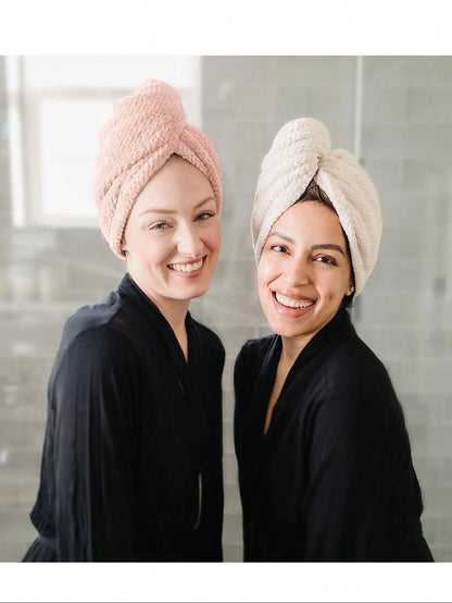 2pcs Women's Microfiber Hair Towel Wrap, Super Absorbent Quick Dry Hair Towel, Suitable For All Hair Types, Anti-Frizz, Large Size With Button Hair Drying Towel
