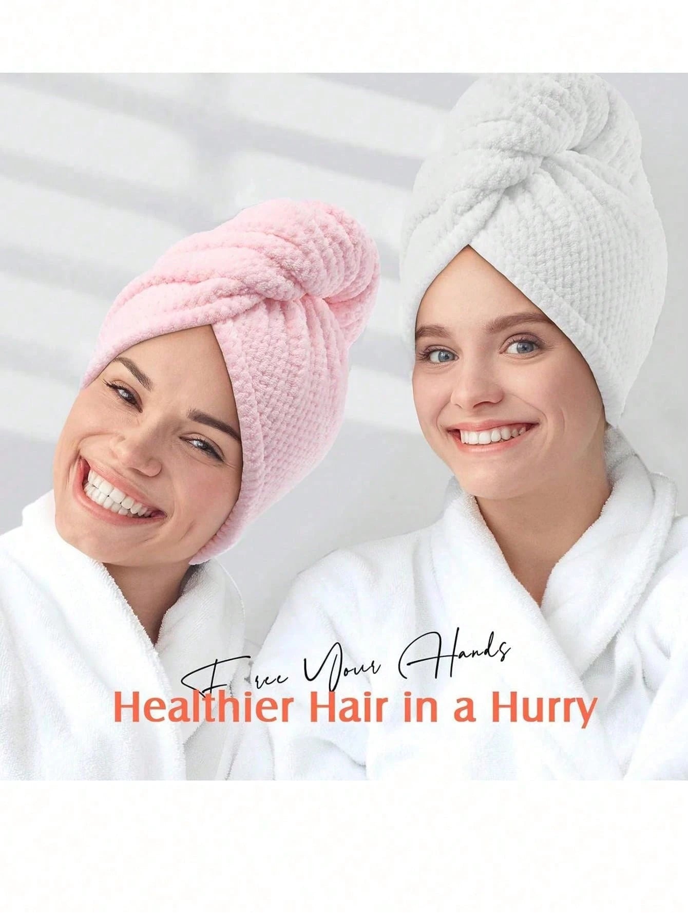 2pcs Women's Microfiber Hair Towel Wrap, Super Absorbent Quick Dry Hair Towel, Suitable For All Hair Types, Anti-Frizz, Large Size With Button Hair Drying Towel