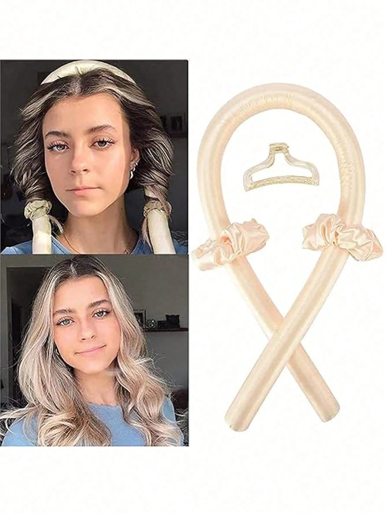 3/4/5pcs Manual Sponge Hair Curling Rod, Include Hair Curling Rod, Hair Clip, Hair Tie Band, Curl Before Going Out (Spraying Styling For More Hold), Sleep Without Steaming And Get Curly Hair, Pink Spo