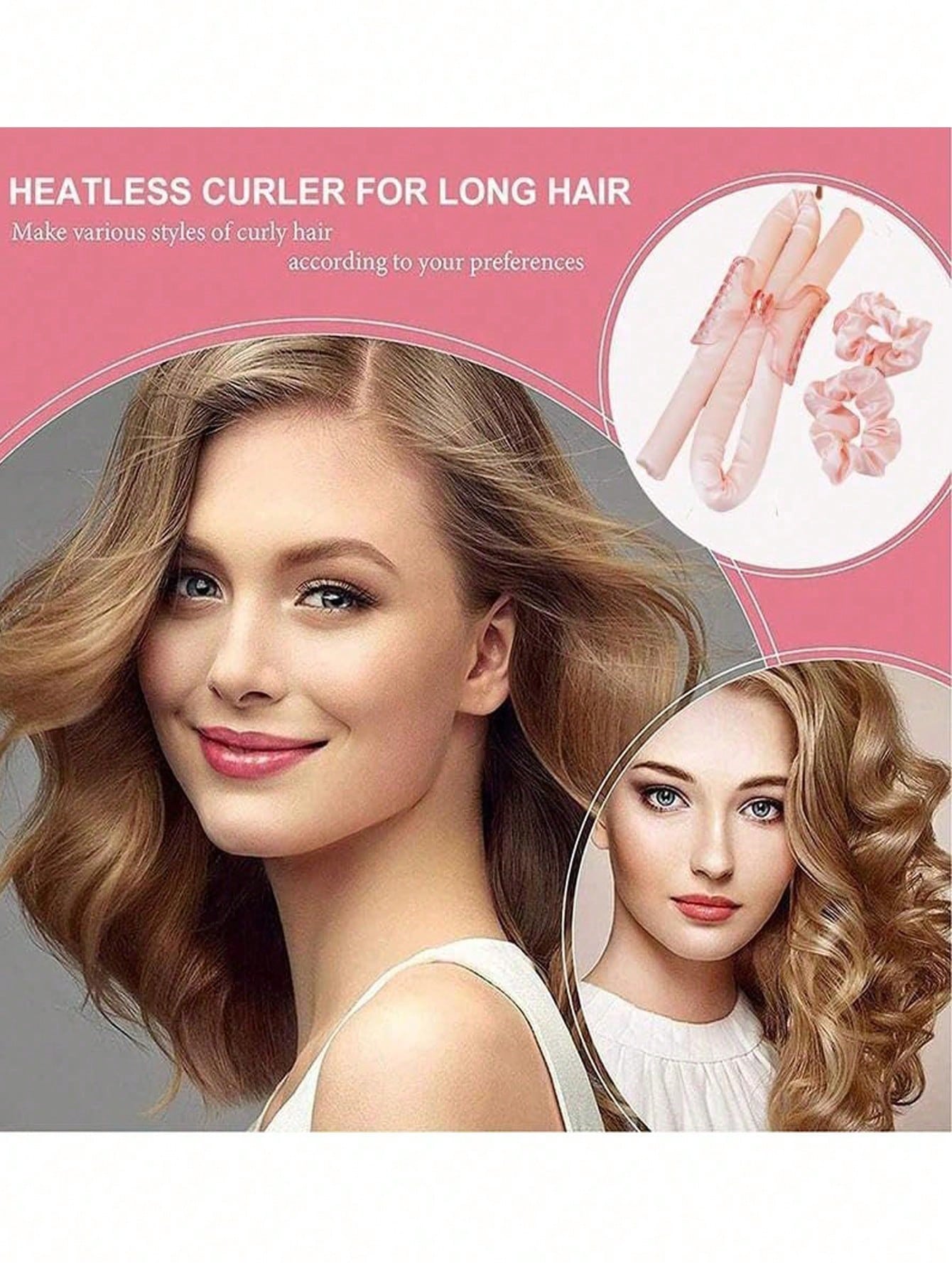 3/4/5pcs Manual Sponge Hair Curling Rod, Include Hair Curling Rod, Hair Clip, Hair Tie Band, Curl Before Going Out (Spraying Styling For More Hold), Sleep Without Steaming And Get Curly Hair, Pink Spo
