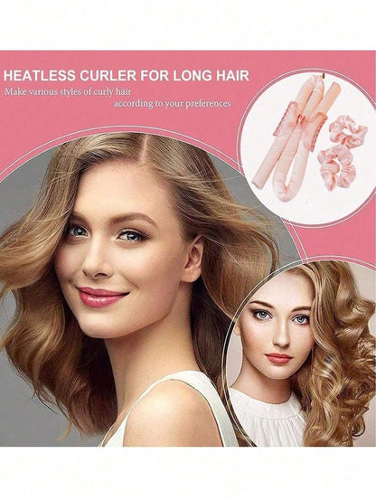 3/4/5pcs Manual Sponge Hair Curling Rod, Include Hair Curling Rod, Hair Clip, Hair Tie Band, Curl Before Going Out (Spraying Styling For More Hold), Sleep Without Steaming And Get Curly Hair, Pink Spo