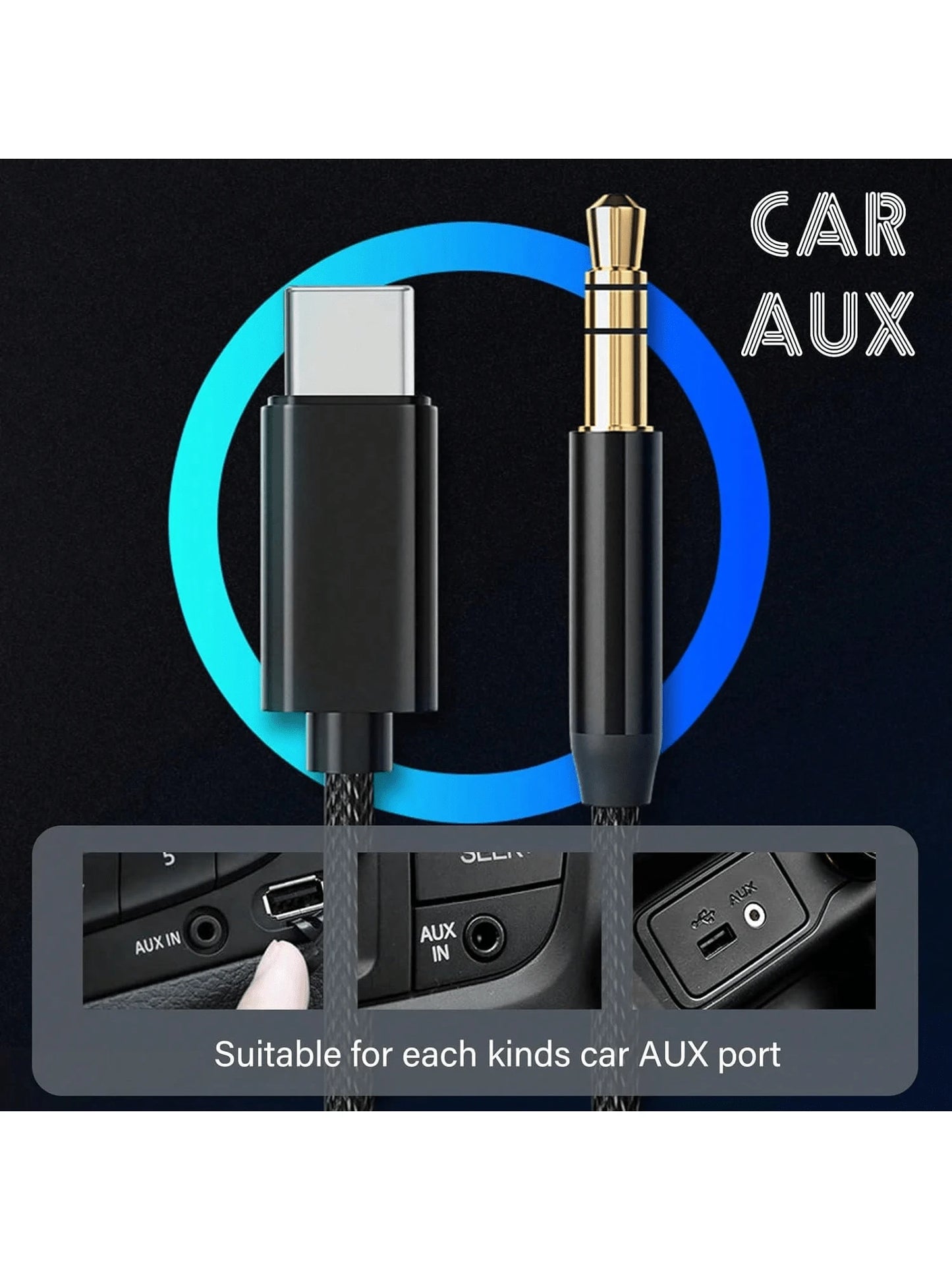 3.5ft USB-C To AUX Audio Cable, Type-C To 3.5mm Male Headphone Audio Jack Cord/AUX Cord/3.5mm Earphone Car Stereo Cable, More Compatible Than Other USB-C To 3.5mm AUX Audio Cables For Most Type-C Phon