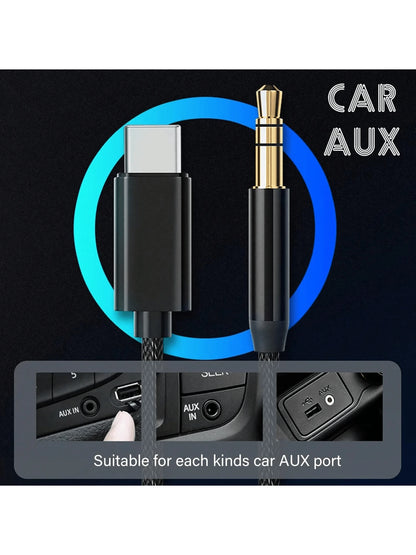 3.5ft USB-C To AUX Audio Cable, Type-C To 3.5mm Male Headphone Audio Jack Cord/AUX Cord/3.5mm Earphone Car Stereo Cable, More Compatible Than Other USB-C To 3.5mm AUX Audio Cables For Most Type-C Phon