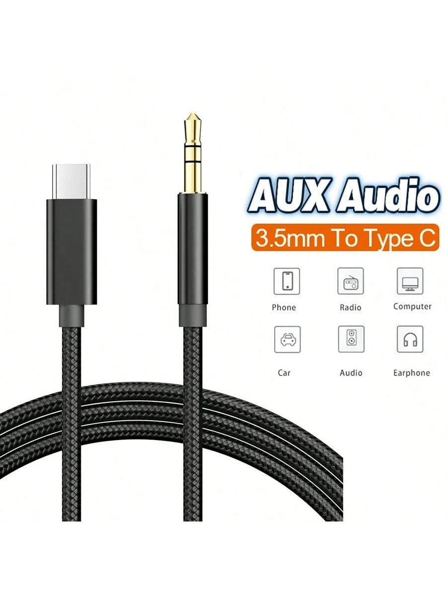 3.5ft USB-C To AUX Audio Cable, Type-C To 3.5mm Male Headphone Audio Jack Cord/AUX Cord/3.5mm Earphone Car Stereo Cable, More Compatible Than Other USB-C To 3.5mm AUX Audio Cables For Most Type-C Phon