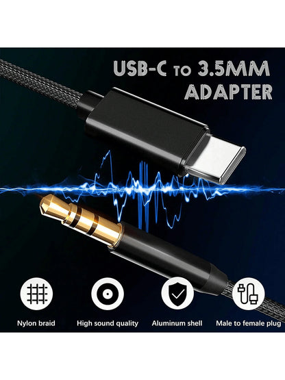 3.5ft USB-C To AUX Audio Cable, Type-C To 3.5mm Male Headphone Audio Jack Cord/AUX Cord/3.5mm Earphone Car Stereo Cable, More Compatible Than Other USB-C To 3.5mm AUX Audio Cables For Most Type-C Phon