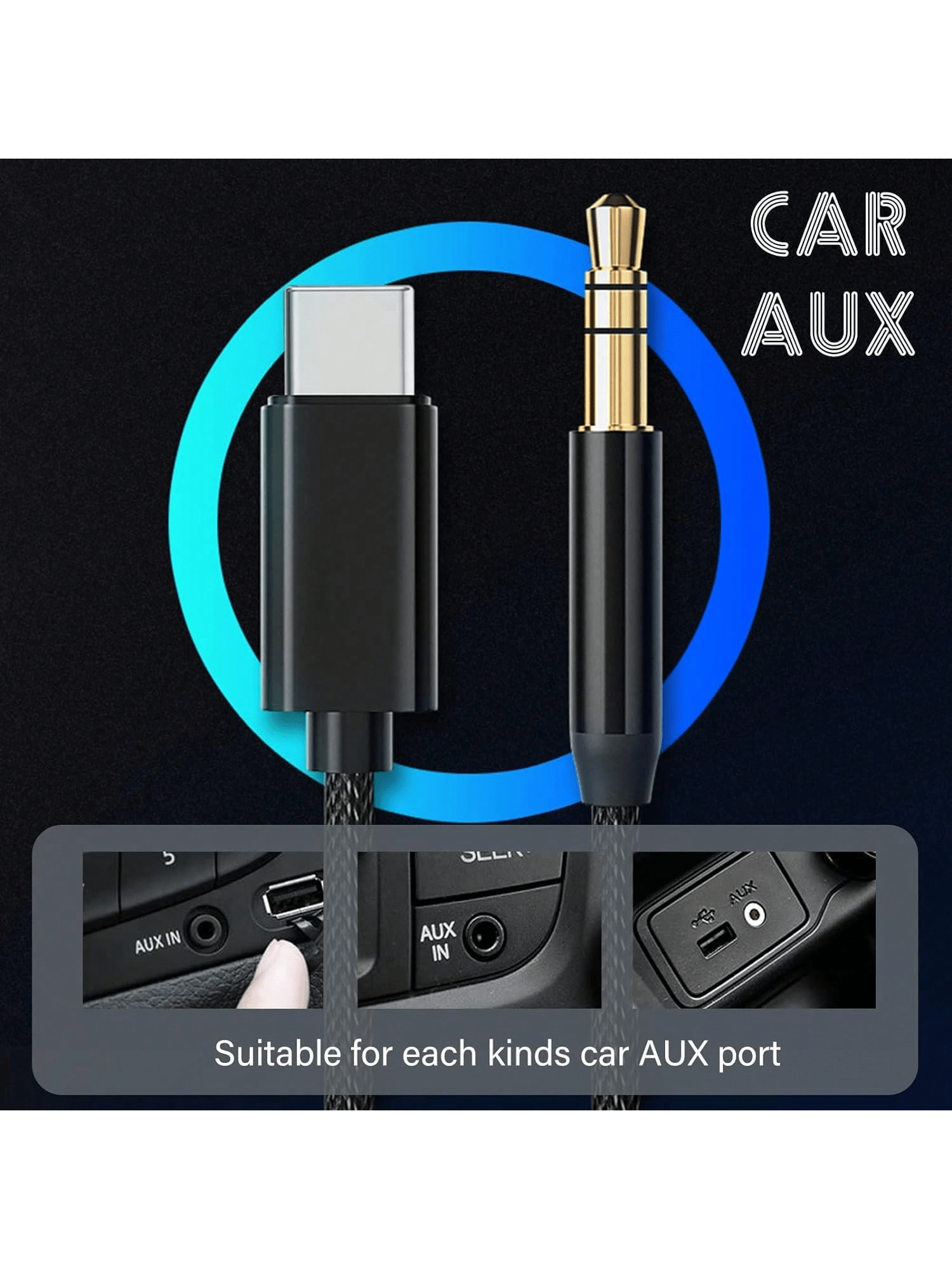 3.5ft USB-C To AUX Audio Cable, Type-C To 3.5mm Male Headphone Audio Jack Cord/AUX Cord/3.5mm Earphone Car Stereo Cable, More Compatible Than Other USB-C To 3.5mm AUX Audio Cables For Most Type-C Phon