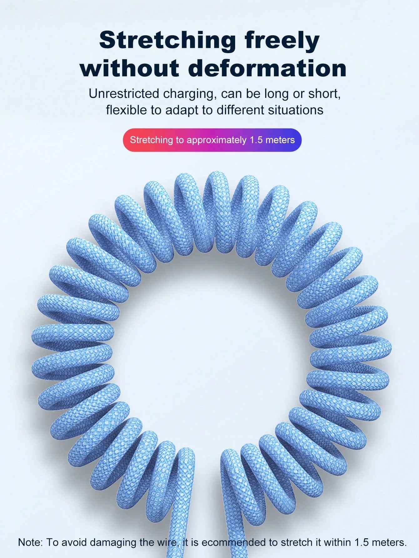 3-In-1 100w(Max) Fast Charging Usb Data Cable Spring/Straight Line USB Charging Cable Length Adjustable Nylon, Compatible With IPhone16/15/14/13/12/11 (The Spring USB Charging Cable MAX Expansion Size