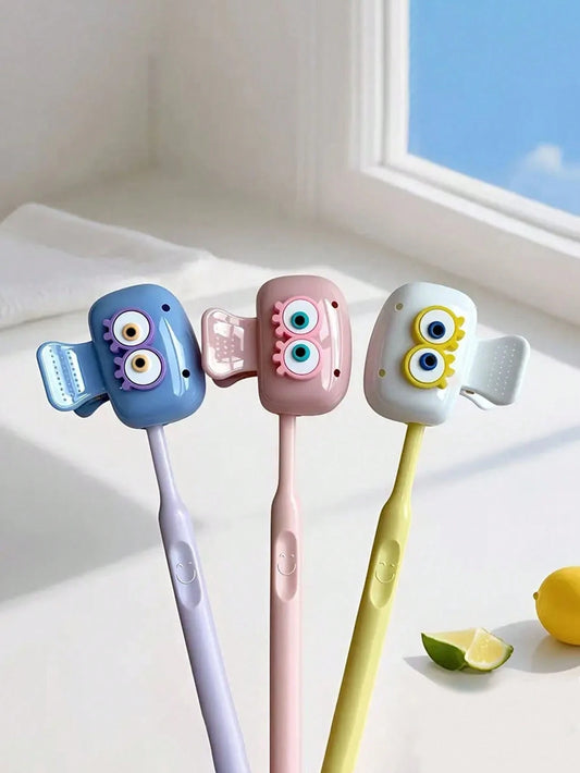 3-In-1 Cute Eyed Toothbrush Holder- Dopamine Color Toothbrush Travel Set- Dust-Proof Toothbrush Protector, Suitable For Home/Travel