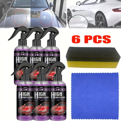"3 IN 1 High Protection Quick Car Coating Spray- Waterless Wash, Polish & Repair, Hydrophobic Top Coat For Scratch Removal & Long-Lasting Shine, 100ml Car Ceramic Coating Kit With Sponge & Towel"