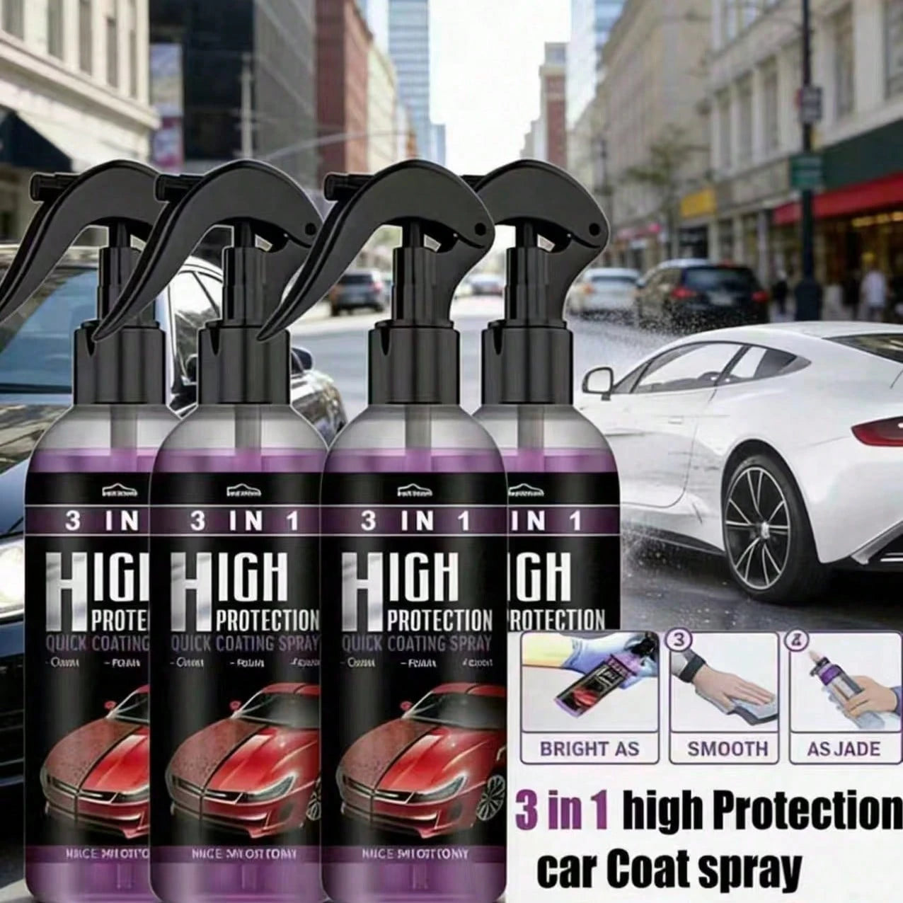 "3 IN 1 High Protection Quick Car Coating Spray- Waterless Wash, Polish & Repair, Hydrophobic Top Coat For Scratch Removal & Long-Lasting Shine, 100ml Car Ceramic Coating Kit With Sponge & Towel"