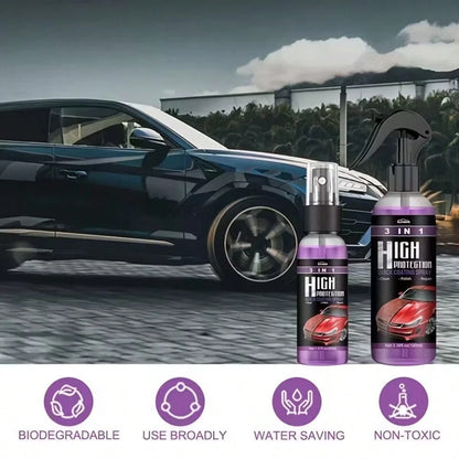"3 IN 1 High Protection Quick Car Coating Spray- Waterless Wash, Polish & Repair, Hydrophobic Top Coat For Scratch Removal & Long-Lasting Shine, 100ml Car Ceramic Coating Kit With Sponge & Towel"