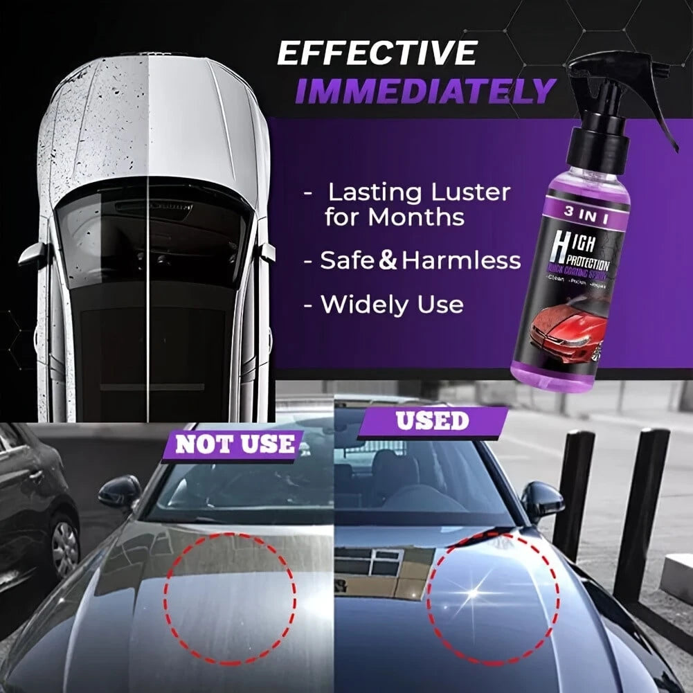 "3 IN 1 High Protection Quick Car Coating Spray- Waterless Wash, Polish & Repair, Hydrophobic Top Coat For Scratch Removal & Long-Lasting Shine, 100ml Car Ceramic Coating Kit With Sponge & Towel"