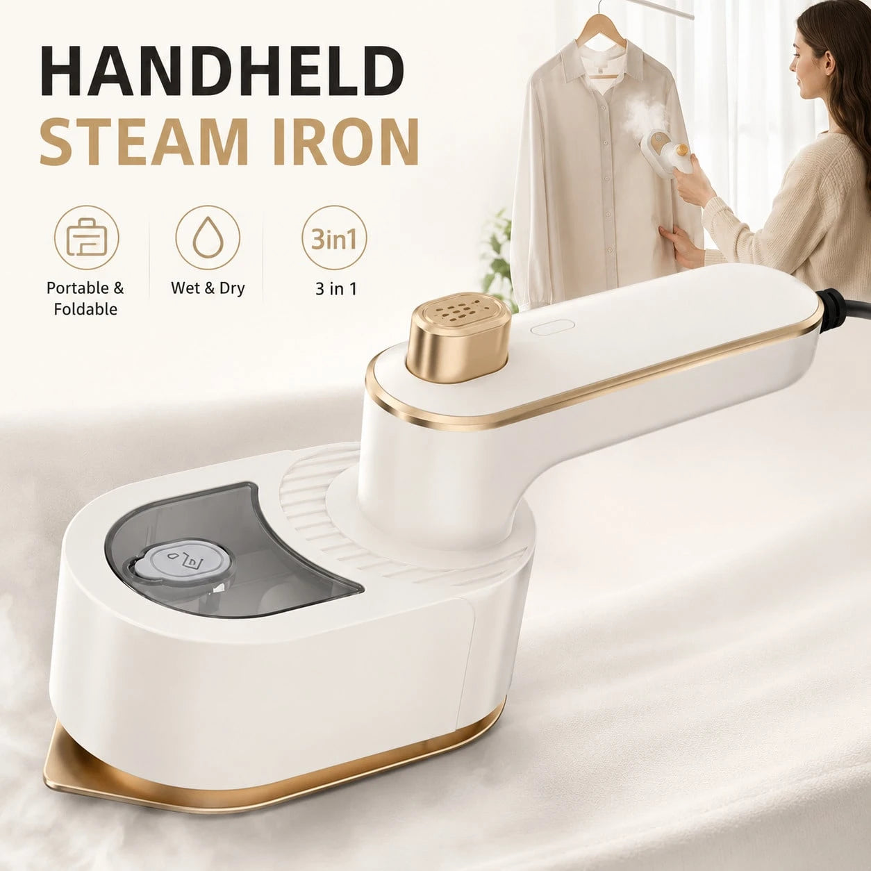 3-In-1 Multifunctional Steam Iron, Handheld Garment Steamer, Portable Foldable Electric Iron For Home & Office Use