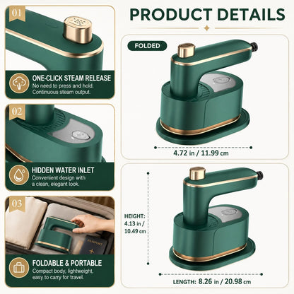 3-In-1 Multifunctional Steam Iron, Handheld Garment Steamer, Portable Foldable Electric Iron For Home & Office Use