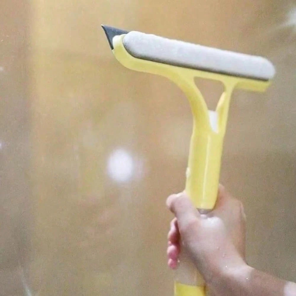 3 In 1 Window Cleaning Scraper, Squeegee And Scrubber With Spray, Multifunctional Household Cleaning Tool, Car Windshield Cleaner,Lightweight Silicone Microfiber Wipe