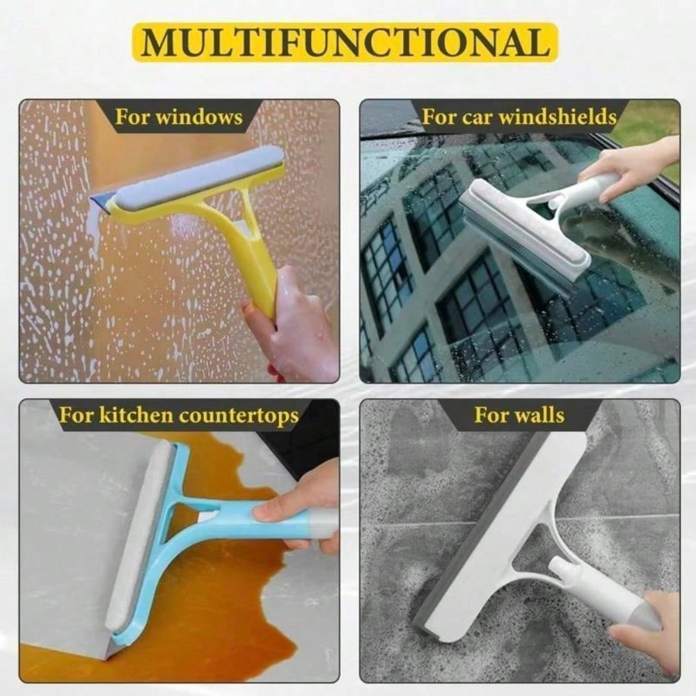 3 In 1 Window Cleaning Scraper, Squeegee And Scrubber With Spray, Multifunctional Household Cleaning Tool, Car Windshield Cleaner,Lightweight Silicone Microfiber Wipe
