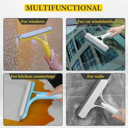 3 In 1 Window Cleaning Scraper, Squeegee And Scrubber With Spray, Multifunctional Household Cleaning Tool, Car Windshield Cleaner,Lightweight Silicone Microfiber Wipe