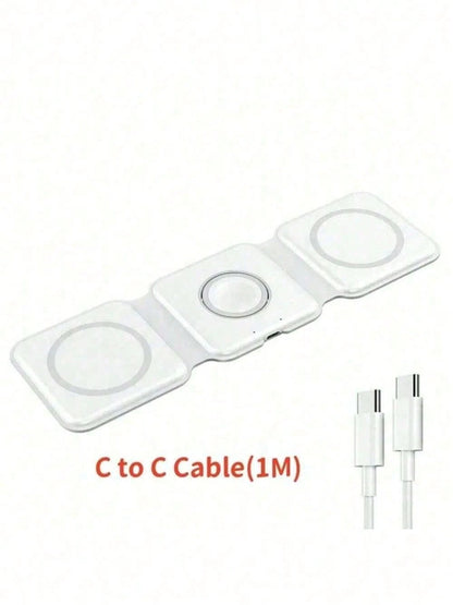 3-In-1 Wireless Charger Compatible With IPhone 12/13/14/15/16/17, 3/Pro, Foldable Travel Wireless Charging Station