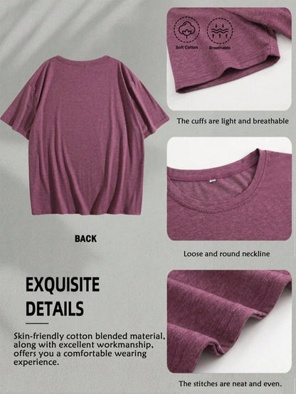 3-Pack Plus Size Casual Short Sleeve Round Neck Knit Top For Women Stylish Regular Sleeve Fitted T-Shirt With Flower Pattern