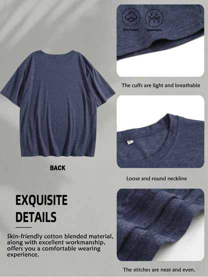 3-Pack Plus Size Casual Short Sleeve Round Neck Knit Top For Women Stylish Regular Sleeve Fitted T-Shirt With Flower Pattern