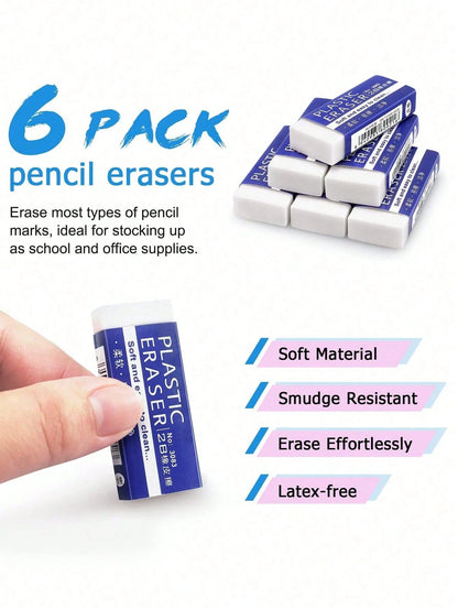 30/24/12/6/4/3/2/1 Pack Optional Pencil Erasers, Rectangular White Erasers For School And Office, Professional Art Erasers For Drawing And Sketching, Smudge-Free Soft Vinyl Erasers
