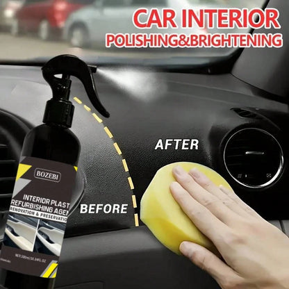 300ml/10.14fl.Oz BOZEBI Multi-Functional Car Interior Refurbishing Agent, Large Capacity, Long-Lasting Protection, Suitable For Car Interiors, Steering Wheel, Plastic, Dashboard, Fabric, And Seats- A