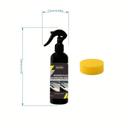 300ml/10.14fl.Oz BOZEBI Multi-Functional Car Interior Refurbishing Agent, Large Capacity, Long-Lasting Protection, Suitable For Car Interiors, Steering Wheel, Plastic, Dashboard, Fabric, And Seats- A