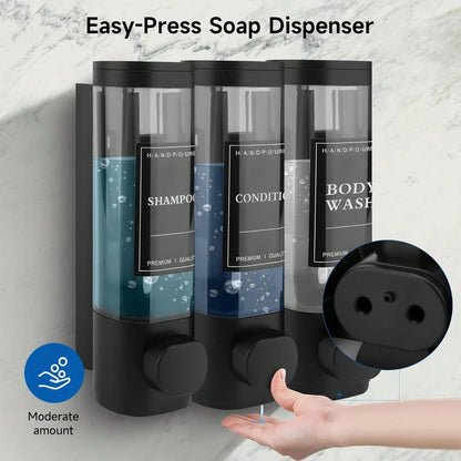 300ml Black Wall-Mounted Soap Dispenser- Reusable For Filling Shampoo And Conditioner Bottles, Suitable For Bathrooms, Kitchens, Hotels And Homes- Manual Liquid Body Wash And Hand Sanitizer Containe