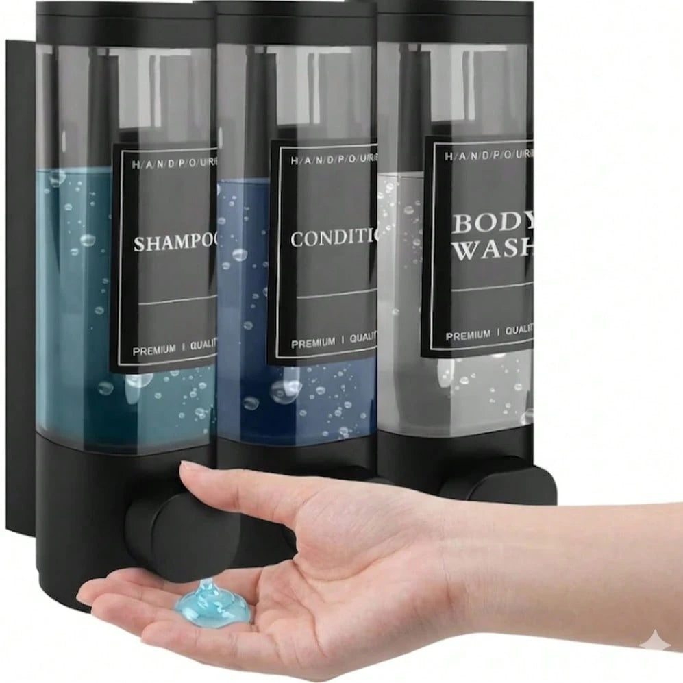 300ml Black Wall-Mounted Soap Dispenser- Reusable For Filling Shampoo And Conditioner Bottles, Suitable For Bathrooms, Kitchens, Hotels And Homes- Manual Liquid Body Wash And Hand Sanitizer Containe