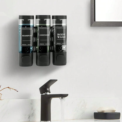 300ml Black Wall-Mounted Soap Dispenser- Reusable For Filling Shampoo And Conditioner Bottles, Suitable For Bathrooms, Kitchens, Hotels And Homes- Manual Liquid Body Wash And Hand Sanitizer Containe