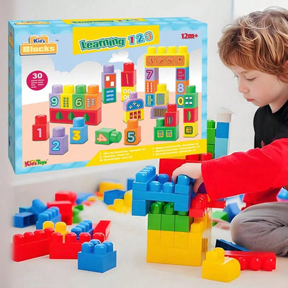 30Pcs Educational Number Stacking Blocks Set With Decals, Big Building Blocks For Toddlers 12M+, STEM Math Learning & Counting Toys, Fine Motor Skills