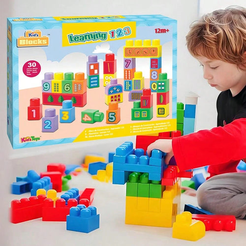 30Pcs Educational Number Stacking Blocks Set With Decals, Big Building Blocks For Toddlers 12M+, STEM Math Learning & Counting Toys, Fine Motor Skills