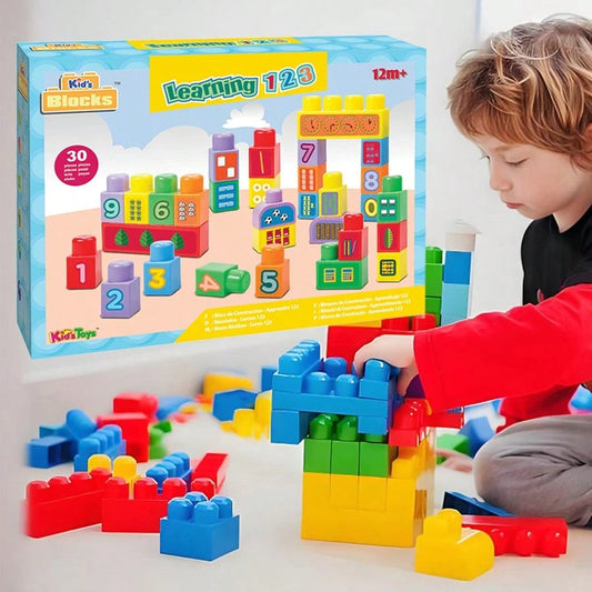 30Pcs Educational Number Stacking Blocks Set With Decals, Big Building Blocks For Toddlers 12M+, STEM Math Learning & Counting Toys, Fine Motor Skills