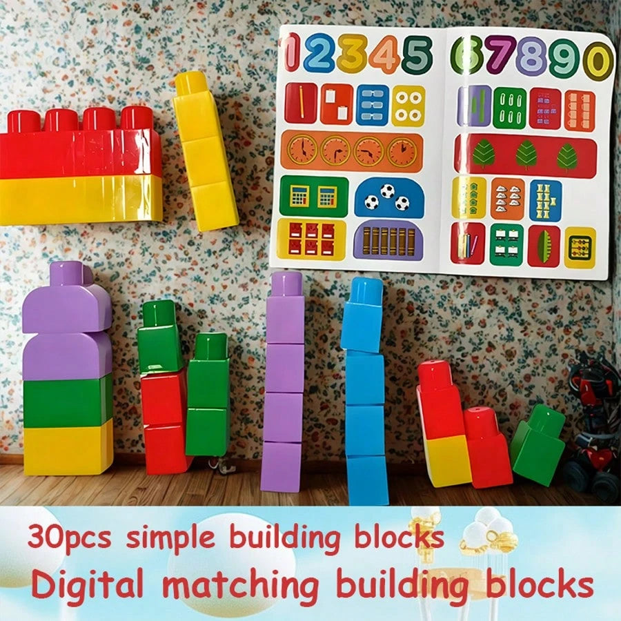 30Pcs Educational Number Stacking Blocks Set With Decals, Big Building Blocks For Toddlers 12M+, STEM Math Learning & Counting Toys, Fine Motor Skills
