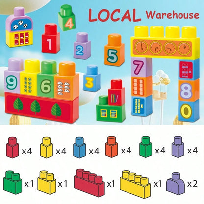 30Pcs Educational Number Stacking Blocks Set With Decals, Big Building Blocks For Toddlers 12M+, STEM Math Learning & Counting Toys, Fine Motor Skills