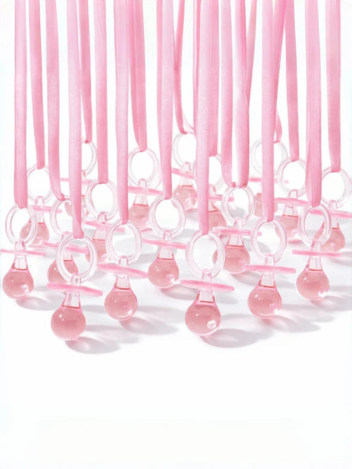 30pcs Large Plastic Pacifiers, Suitable For Baby Shower Party Decoration DIY, Gender Reveal Party Tabletop Decor/Scavenger Hunt Props (Pink, 2.75 Inches)