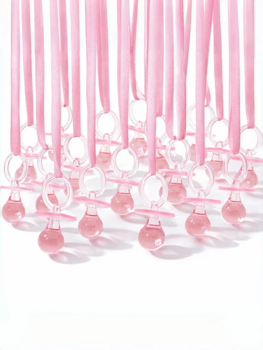 30pcs Large Plastic Pacifiers, Suitable For Baby Shower Party Decoration DIY, Gender Reveal Party Tabletop Decor/Scavenger Hunt Props (Pink, 2.75 Inches)