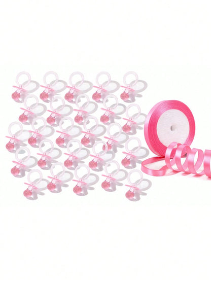 30pcs Large Plastic Pacifiers, Suitable For Baby Shower Party Decoration DIY, Gender Reveal Party Tabletop Decor/Scavenger Hunt Props (Pink, 2.75 Inches)