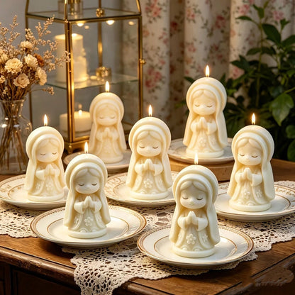 31pcs/10sets Baptism Gifts Virgin Mary Shaped Candles With Packaging Bags And Tags, Christian Baptism, Communion, Baby Shower Party Guest Favors, Church Event Use