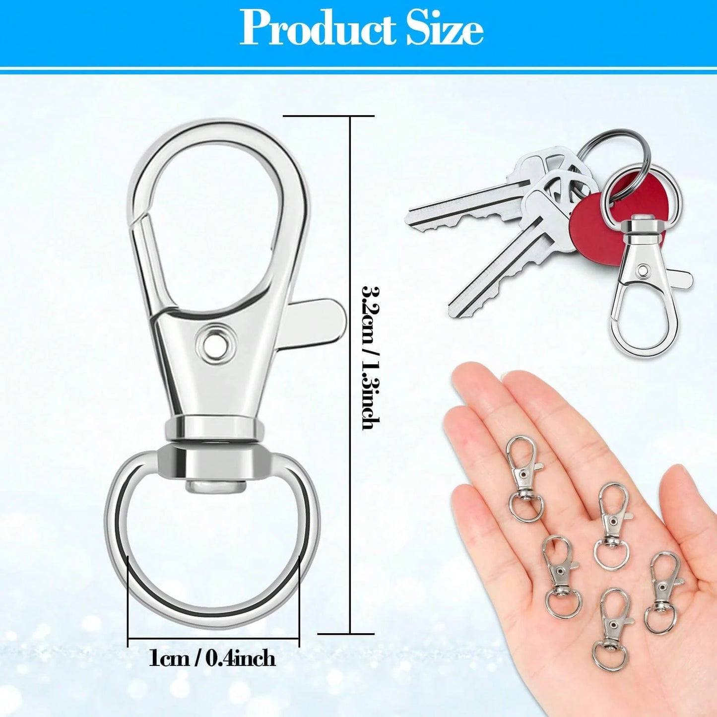 32mm Rotating Lobster Clasp Metal Key Ring Hook Clip, Suitable For Key Ring Making, DIY Crafts, Pet Collars
