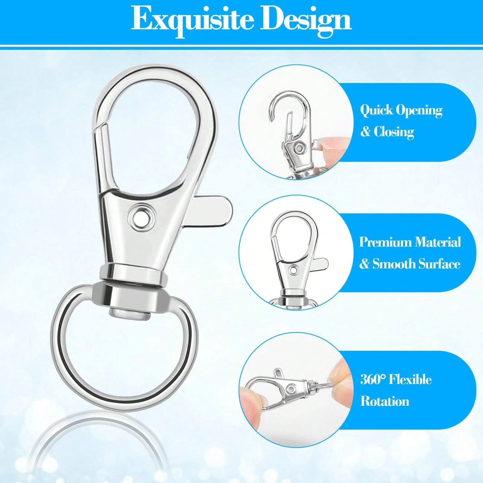 32mm Rotating Lobster Clasp Metal Key Ring Hook Clip, Suitable For Key Ring Making, DIY Crafts, Pet Collars