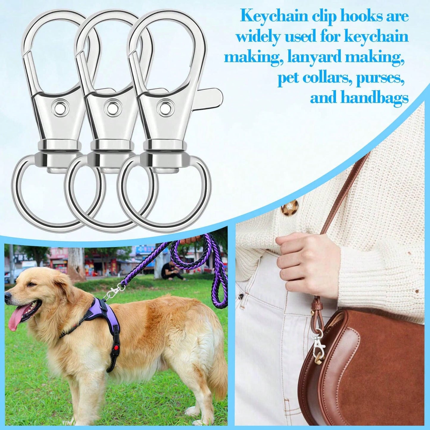 32mm Rotating Lobster Clasp Metal Key Ring Hook Clip, Suitable For Key Ring Making, DIY Crafts, Pet Collars