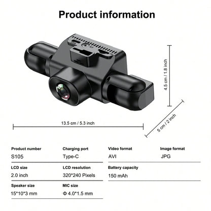 360° Panoramic 4-Channel Dash Cam, Front/Rear/Left/Right Full View Car DVR, FHD Driving Recorder With Loop Recording, 2-Inch Display, SD Card Not Included