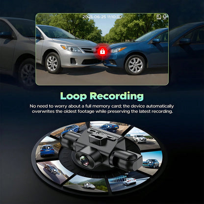 360° Panoramic 4-Channel Dash Cam, Front/Rear/Left/Right Full View Car DVR, FHD Driving Recorder With Loop Recording, 2-Inch Display, SD Card Not Included