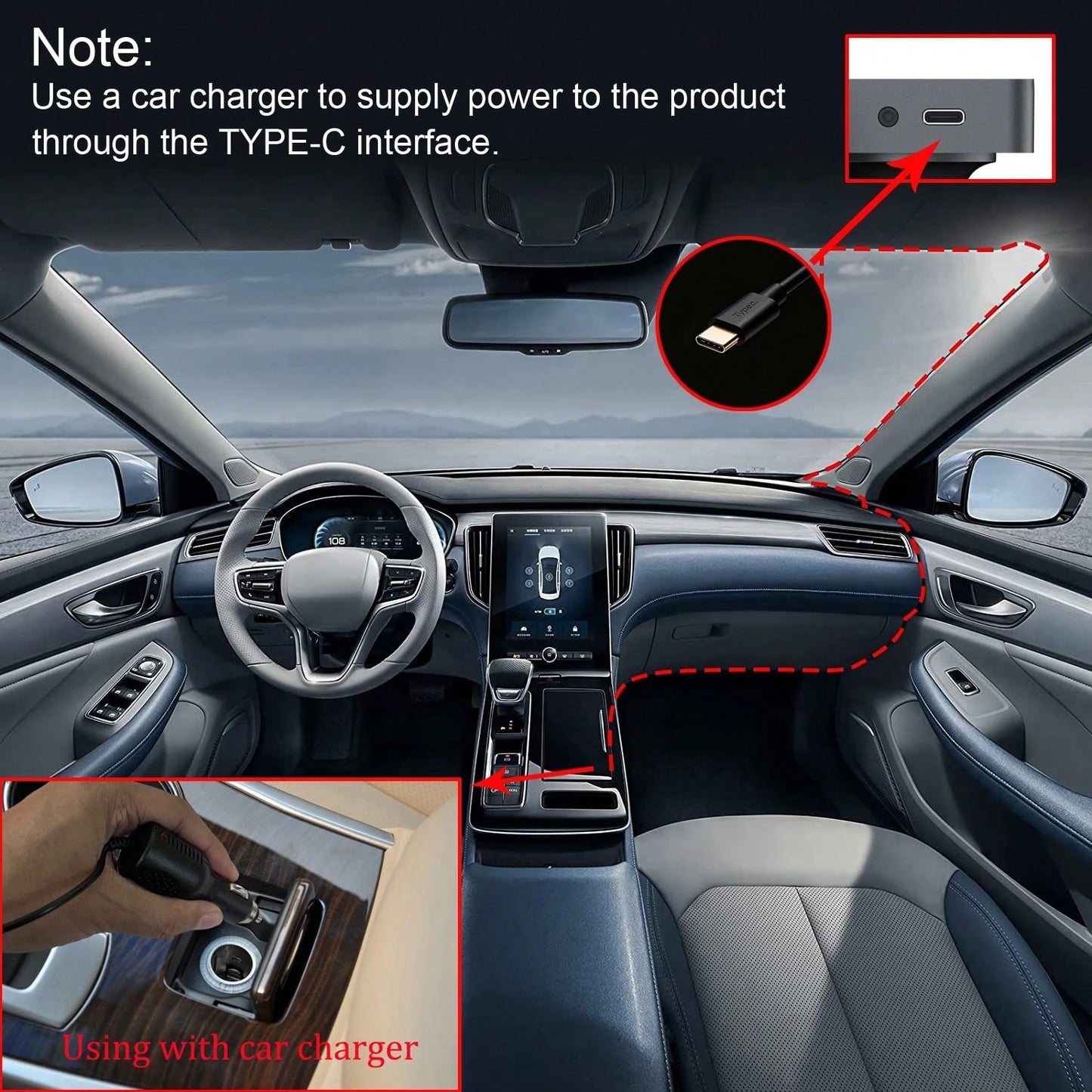 360° Panoramic 4-Channel Dash Cam, Front/Rear/Left/Right Full View Car DVR, FHD Driving Recorder With Loop Recording, 2-Inch Display, SD Card Not Included