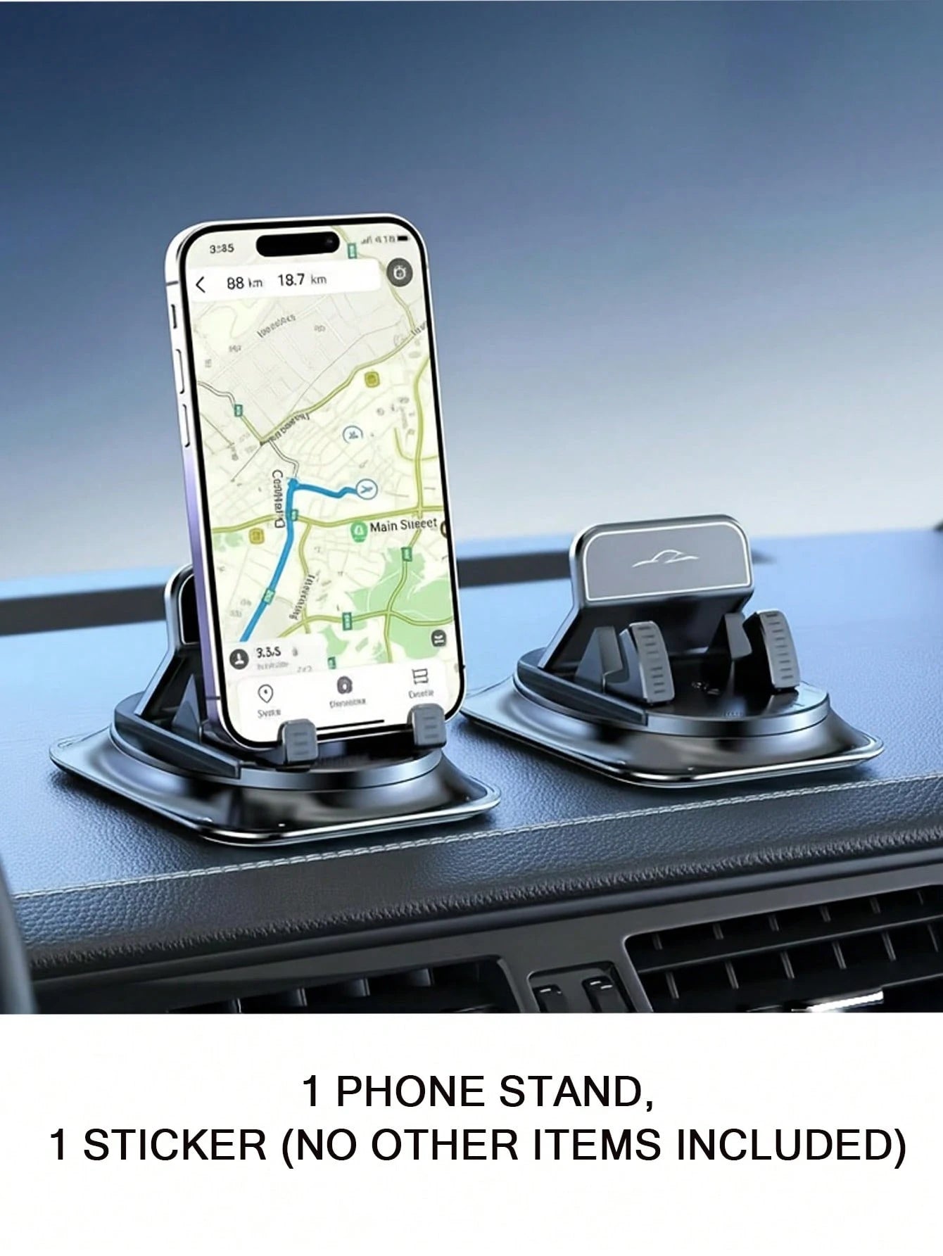 360° Rotatable Suction Cup Car Phone Holder, Universal Dashboard Navigation Mount, Non-Slip Silicone Adjustable Phone Stand, Waterproof Navigation Bracket, One-Hand Operation, Supports Horizontal And