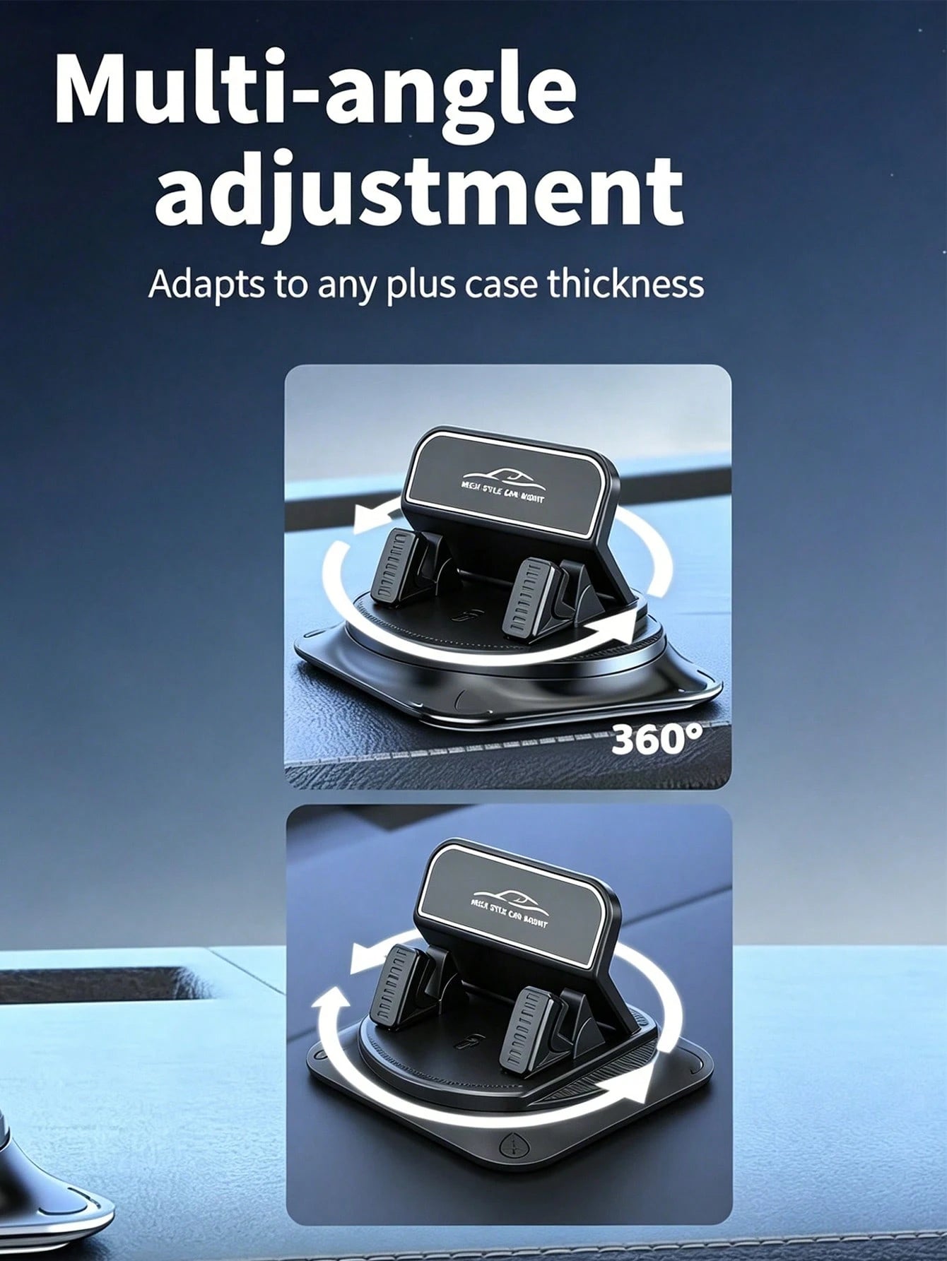 360° Rotatable Suction Cup Car Phone Holder, Universal Dashboard Navigation Mount, Non-Slip Silicone Adjustable Phone Stand, Waterproof Navigation Bracket, One-Hand Operation, Supports Horizontal And