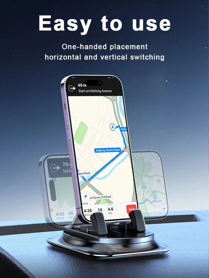 360° Rotatable Suction Cup Car Phone Holder, Universal Dashboard Navigation Mount, Non-Slip Silicone Adjustable Phone Stand, Waterproof Navigation Bracket, One-Hand Operation, Supports Horizontal And