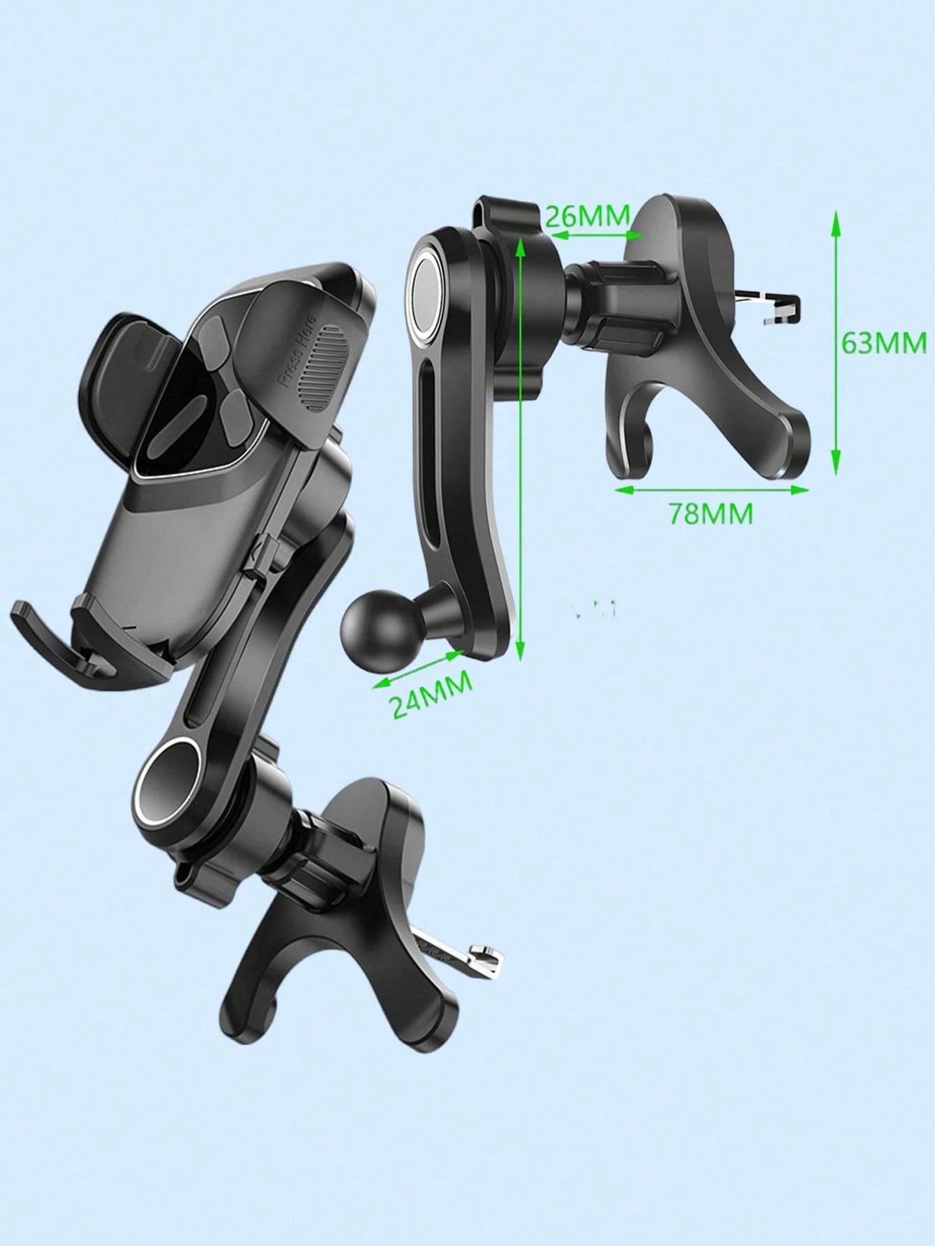 360° Rotatable Universal Car Phone Holder- Y-Shaped Adjustable Clip, Non-Blocking Air Circulation, Hands-Free Extension Phone Holder, Anti-Overheating, Suitable For All Smartphones